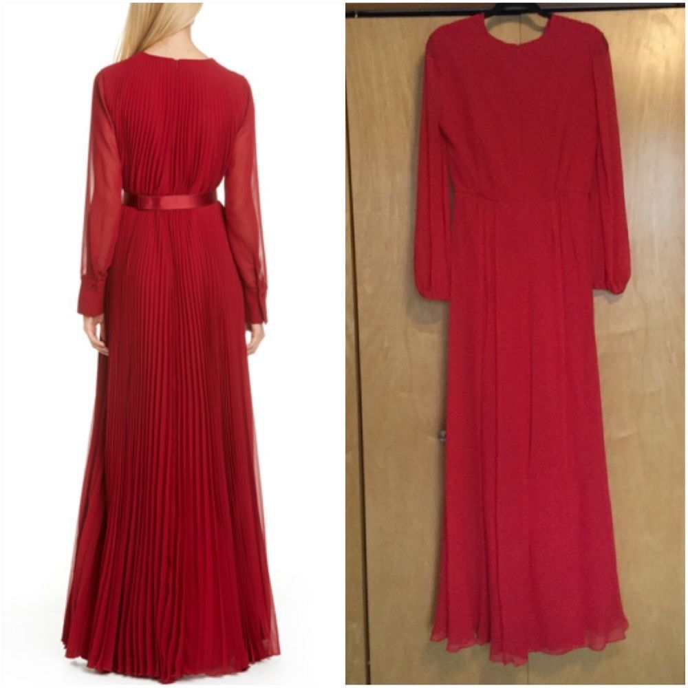 MAX MARA Genarca PleatedLong Sleeve Georgette Gown - Picture 6 of 12